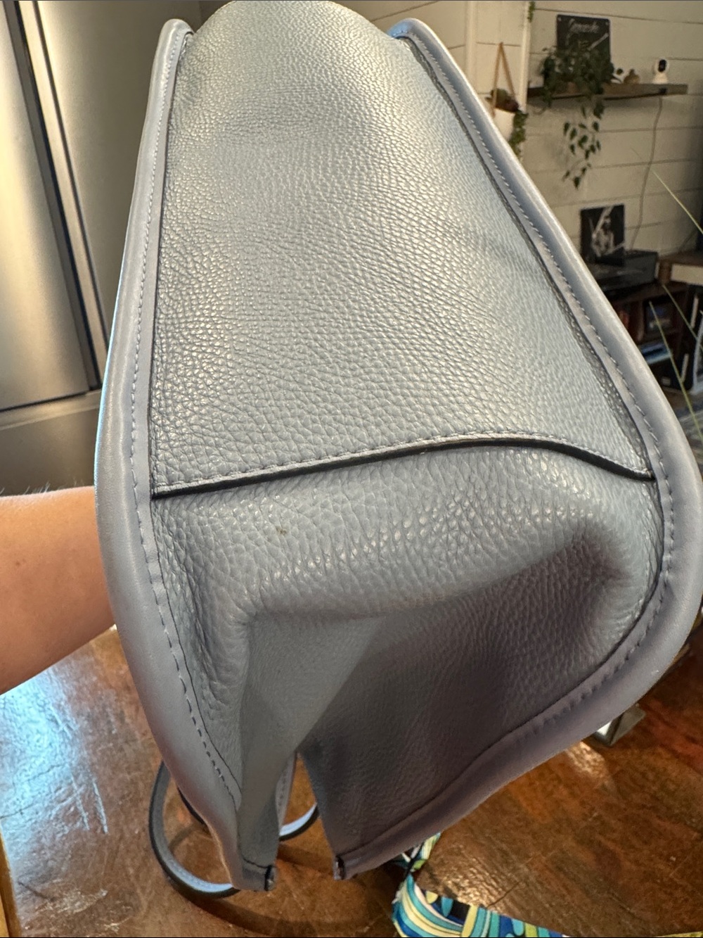 Michael Kors Beige Canvas Tote with Blue Stripe and Scarf - Picture 11 of 14